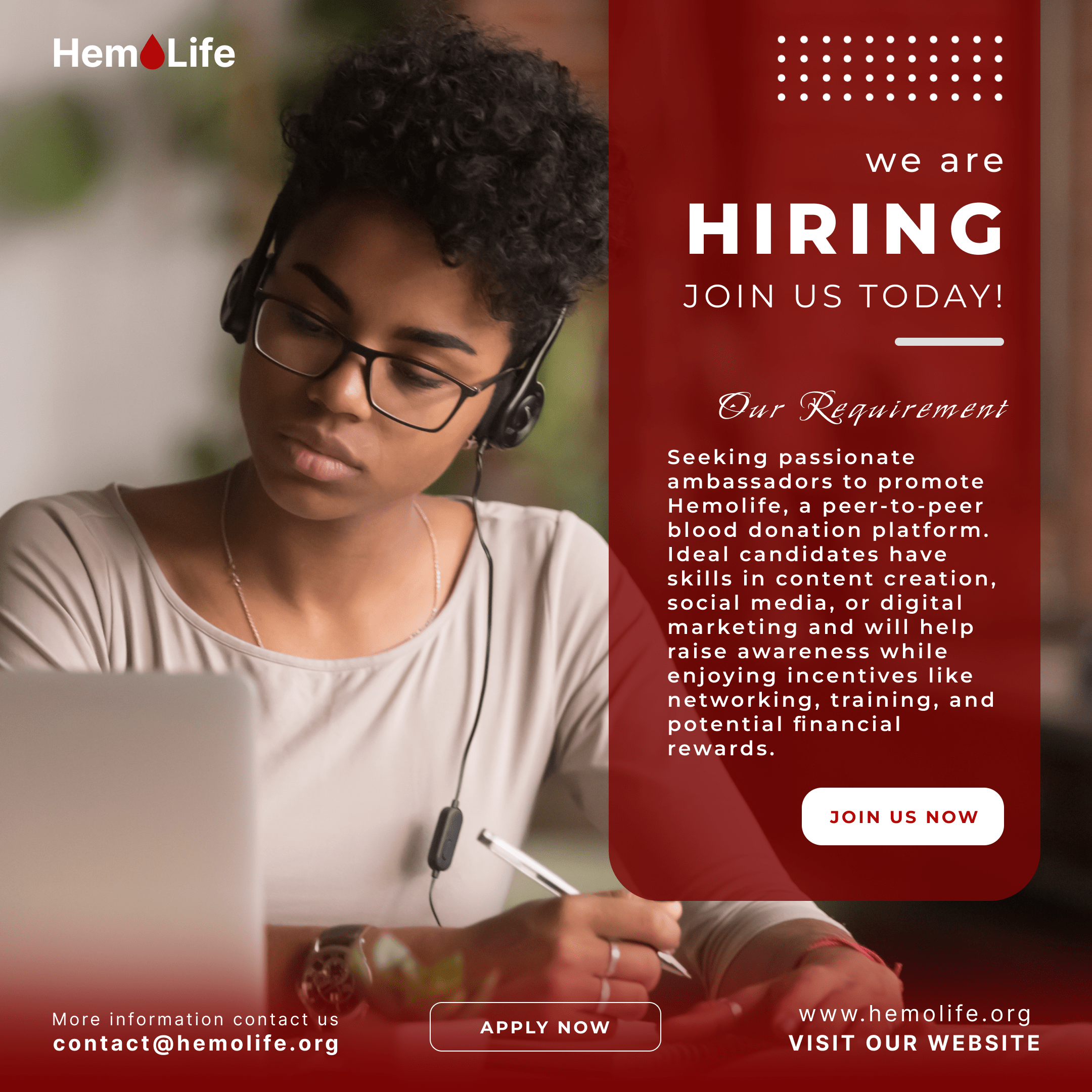 We are Hiring Hemolife Ambassadors